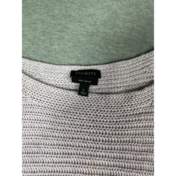 Talbots Sweater Women Purple Knit L Large‎ Long Sleeve Crew Neck Pima Cotton - Picture 7 of 8